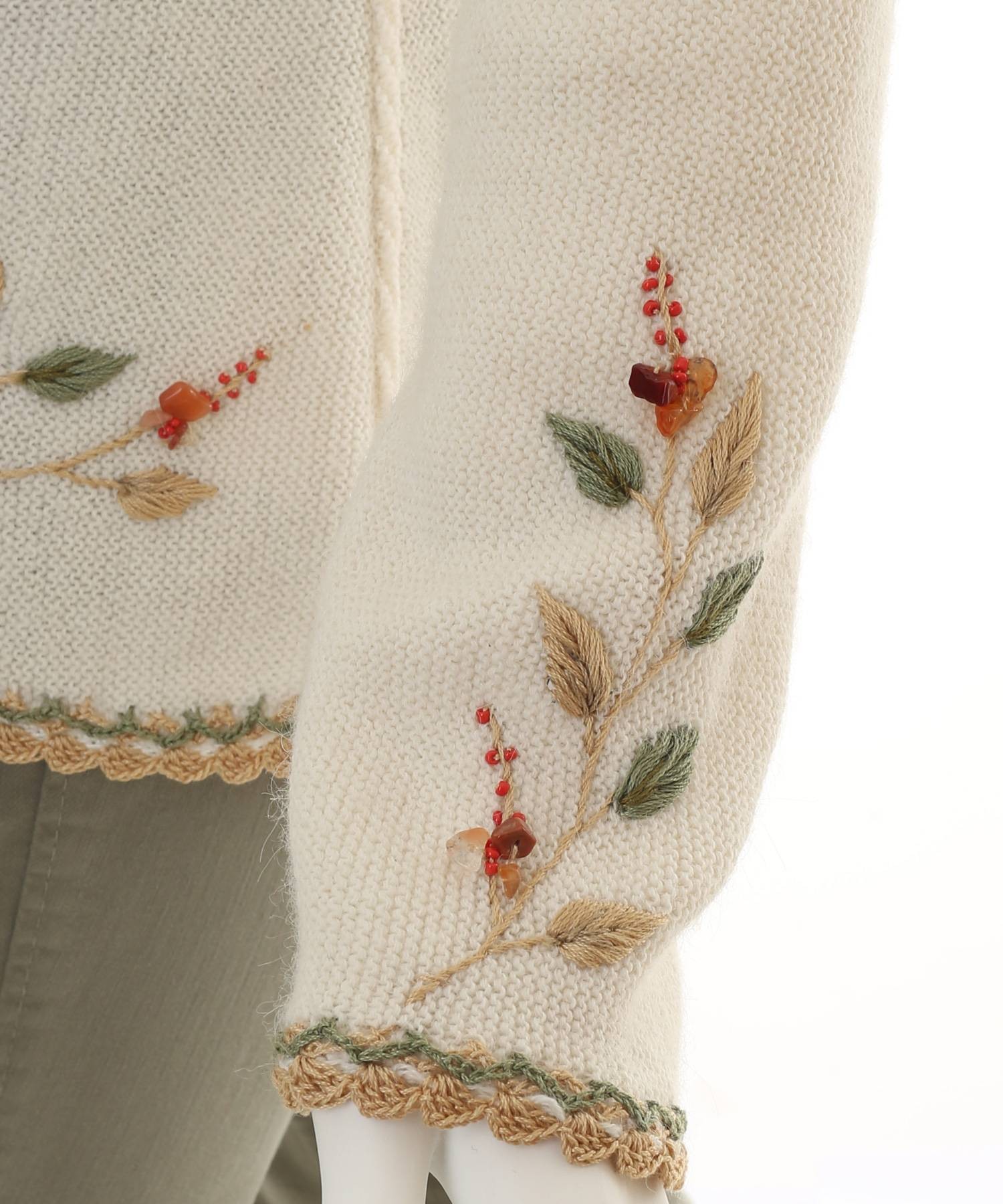 Alpaca Embroidered Cardigan Cream in Alpaca Clothing Co Range