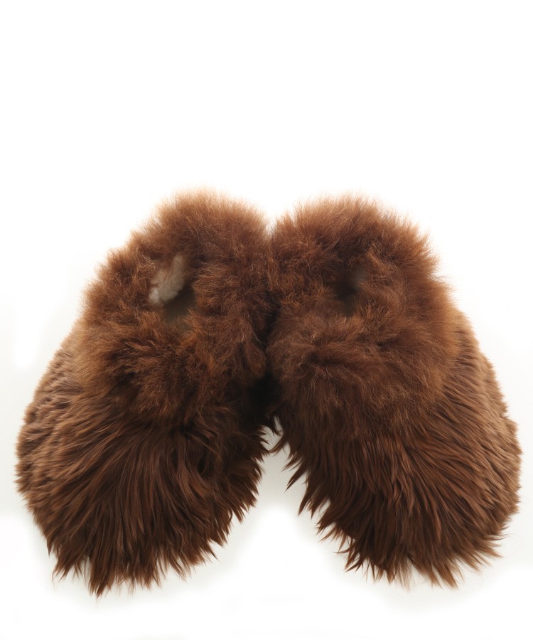 Alpaca Fur Slippers Brown in Alpaca Clothing Co Range