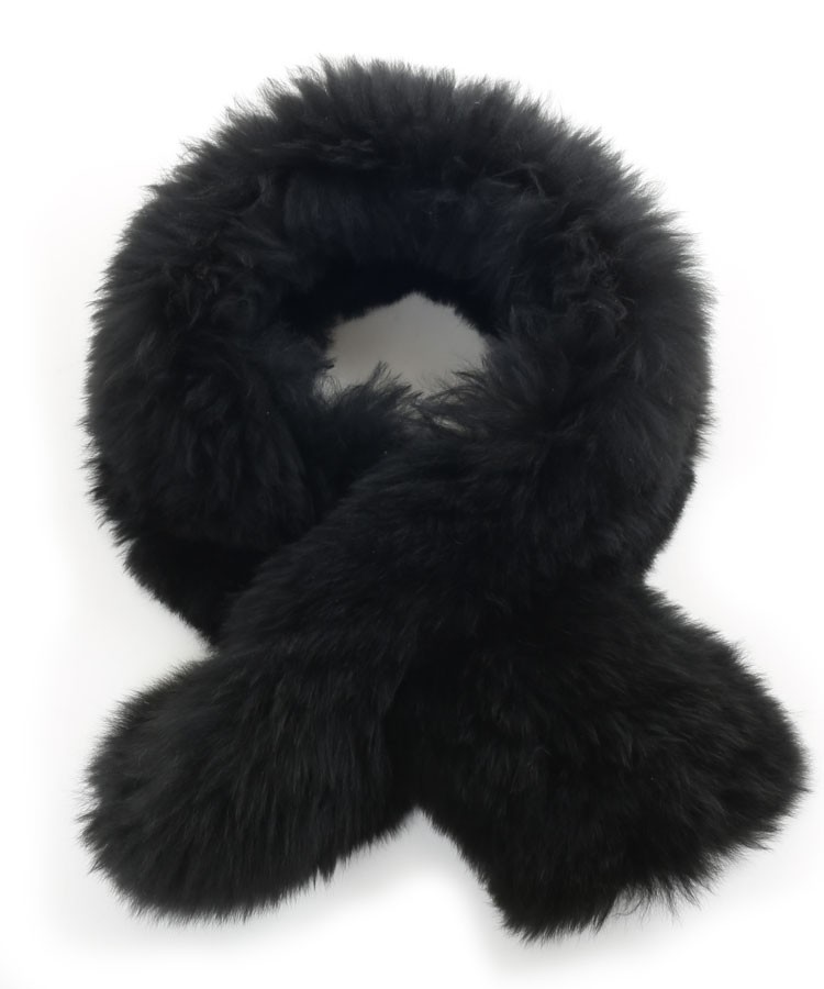 Baby Alpaca Fur Scarf Black in Alpaca Clothing Co Range