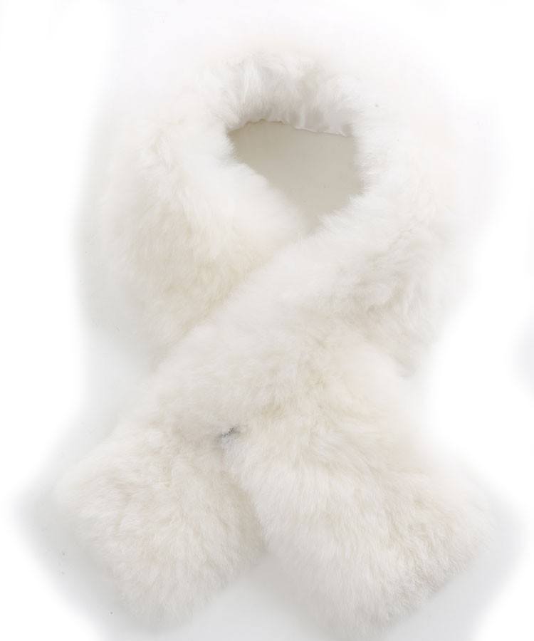 Baby Alpaca Fur Scarf White in Alpaca Clothing Co Range